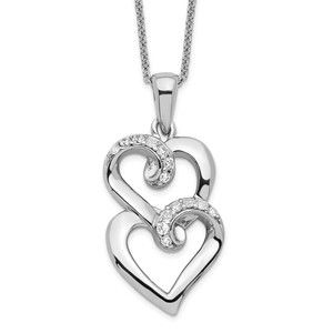 925 Sterling Silver Rhodium-plated CZ To My Sister 18in Heart Necklace